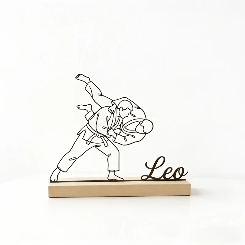 Custom Engraved Judo Martial Arts Statue Wooden Base Desktop Decor Gift for Sensei Students Dojo Ornament view 6