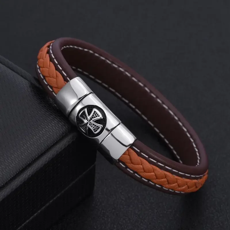 Neue Mode einzigartige Kreuz kettenglied Männer Frauen Charme Leder Armbänder Charme sportliche