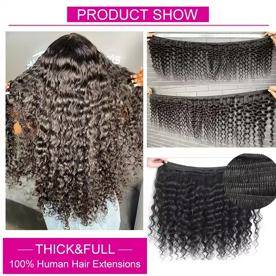 15A البورمية مجعد حزم الشعر البشري 26 28 30 بوصة موجة عميقة الخام 3 4 صفقات الحزمة 100% غير المجهزة لحمة مزدوجة ملحقات نسج