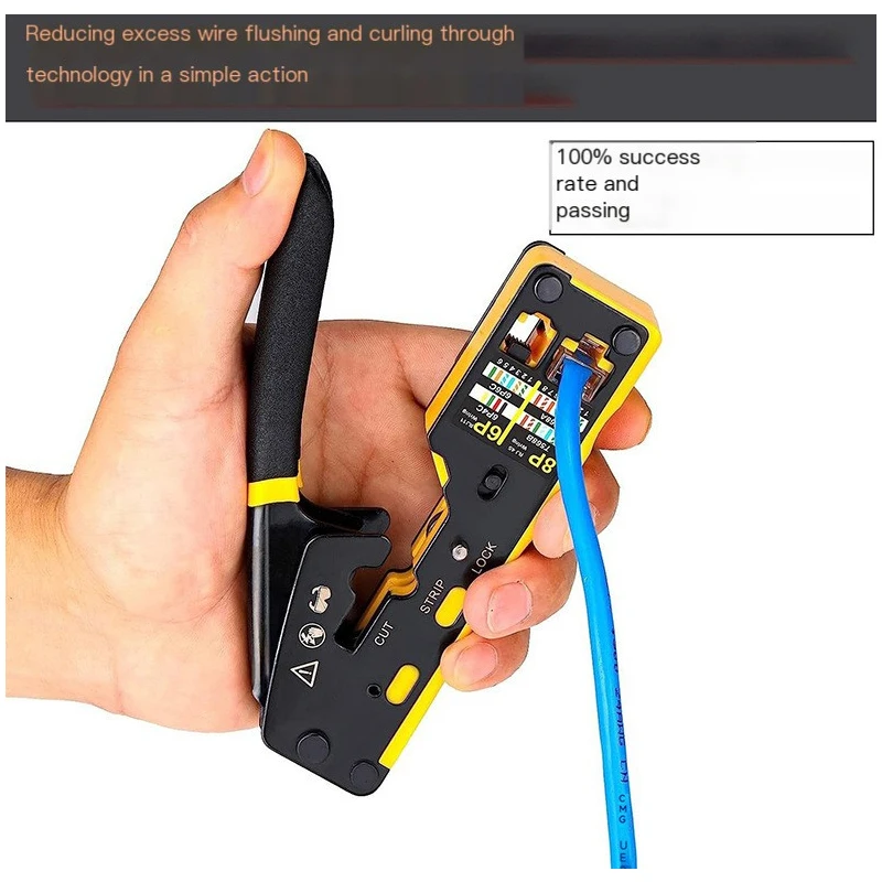 Обжимной инструмент COMNEN RJ45, сквозной обжимной резак, модульный разъем RJ45 для Cat6 Cat5 Cat5e 8P8C Ethernet, универсальный инструмент для проводов