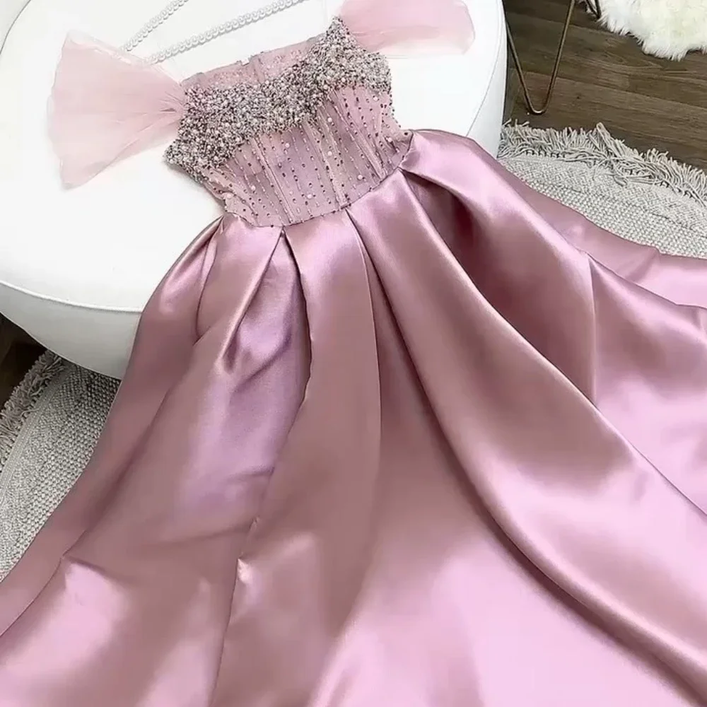 Mode Off-the-Shoulder-Ballkleid es Perlen Satin formelle Gelegenheit gown فساتين س飞رنسائيrabzow مة