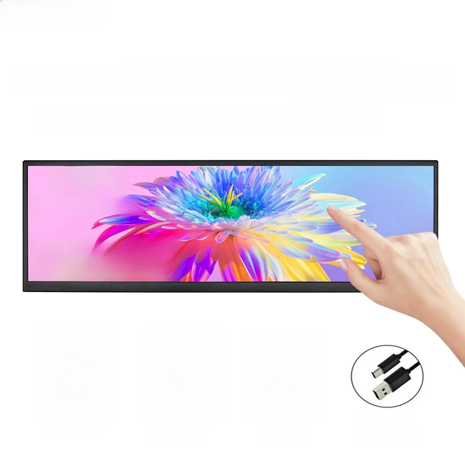 Wisecoco12.3/14.5'' 1920x720 Wydłużony Monitor PC z Ekranem w Formacie Bar Screen, HDMI, Dotykowy, Przenośny Monitor Gamingowy do PC, Laptopa, Raspberry Pi 5/4/3 — zdjęcie produktu 7