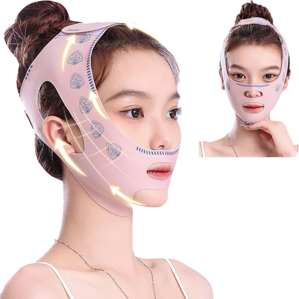 Bandagem facial fina v face lift máscara de aperto rugas faciais anti flacidez protetor facial