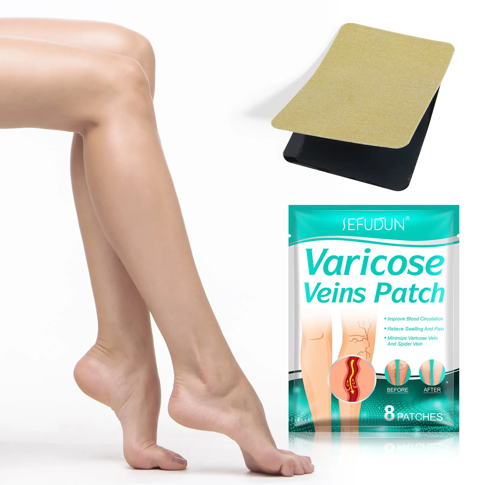 Varicose Veins Patch Improve Blood Circulation Relieve Swelling and Pain Minimize Spider Vein Treatment for Legs Soothing 8 Pcs