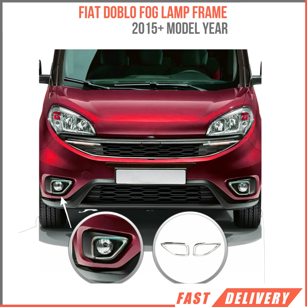 Stainless Steel Fog Light Trim For Fiat Doblo 2015 Beyond Model Year Exterior Access High Quality Car Parts Accessories