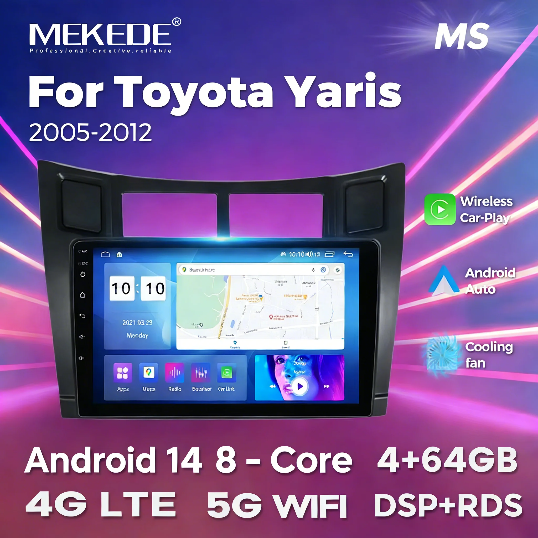 

Автомобильная стереосистема MEKEDE Android 9-дюймовый сенсорный экран для Toyota Yaris XP90 2005-2012 авторадио 4G LTE Carplay головное устройство 2 Din GPS
