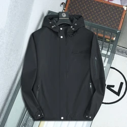 Spring and Autumn Men's Hooded Jacket Business Casual Cardigan Zipper Top Fashion Trend Coat