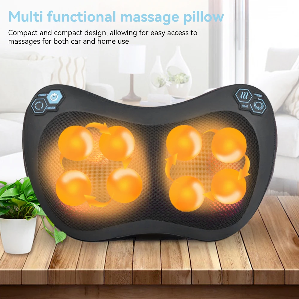 4-Tasten-Massagekissen für Auto und Zuhause – Shiatsu-Tiefkneten mit Wärme, tragbar zur Linderung von Nacken-/Rücken-/Schulterschmerzen