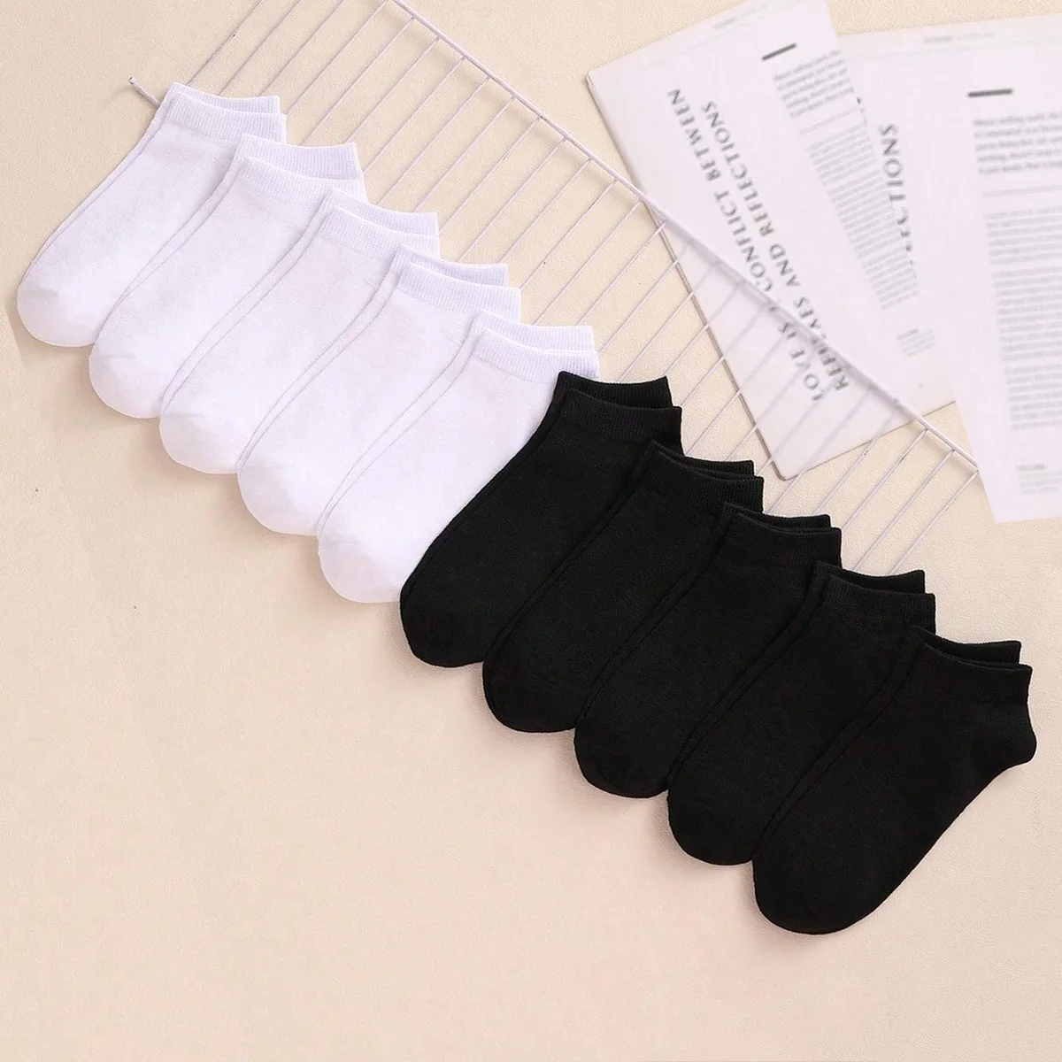 

5 Pairs Unisex Casual Plain Color Boat Socks Thin Breathable Comfy Anti Odor Sweat-absorbing Low Cut Ankle Socks For Men Women