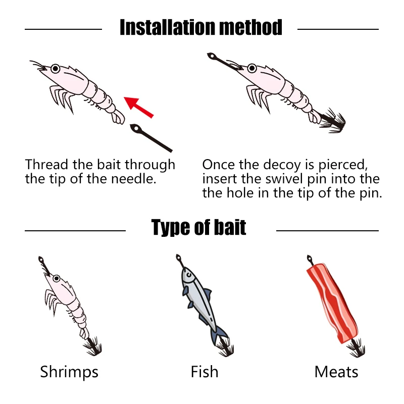 LETOYO 2PCS 9-17.5cm stainless steels squid jigs hook live LURE cuttlefish Umbrella Hook fishing accessories for squid fishing