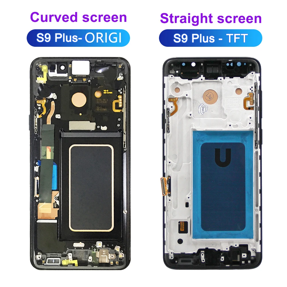 100% Tested TFT For Samsung S9 Plus G965 G965F LCD Display Touch Screen with Frame, For Galaxy S9+ Display Replacement