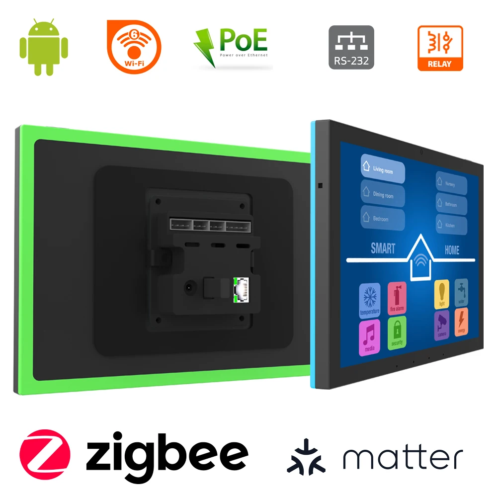Painel de Controle do Smart Home do Andróide com Tela Táctil 101 ” 4gb Ram Wifi Rj45 Poers232 Rs48 Software Incluído