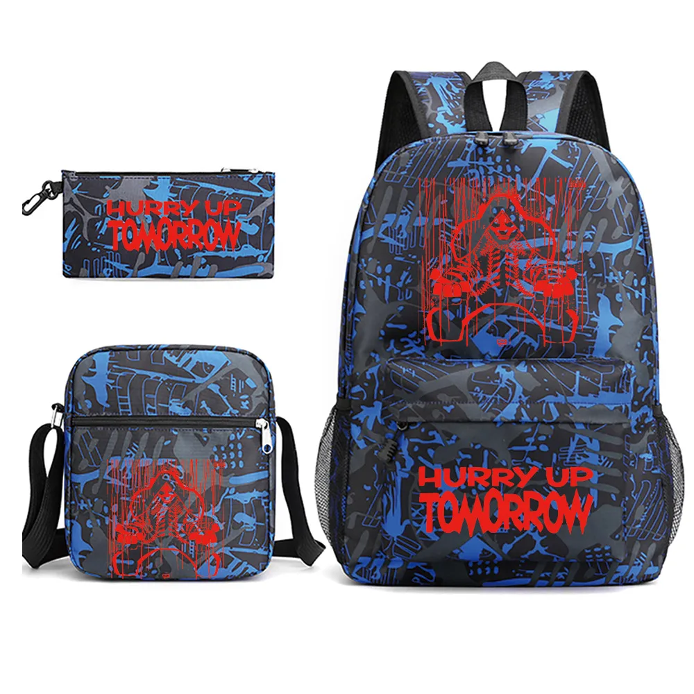 The Weekend Hurry Up Tomorrow Print Youth Backpack Set Student School Bag Shoulder Bag Pencil Case 3-Piece Set