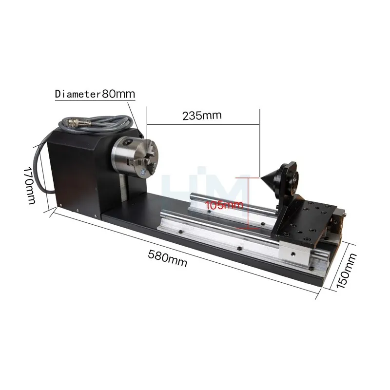 Rotary Engraving Attachment with Chucks Stepper Motors for Laser Engraving Cutting Machine Model B