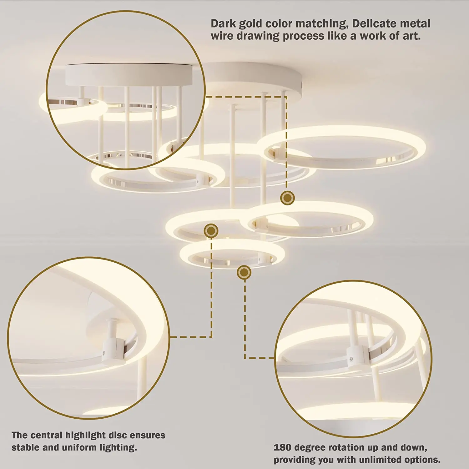 Plafonnier LED suspendu au design moderne, éclairage d'intérieur, luminaire décoratif de plafond, idéal pour un salon ou une chambre à coucher