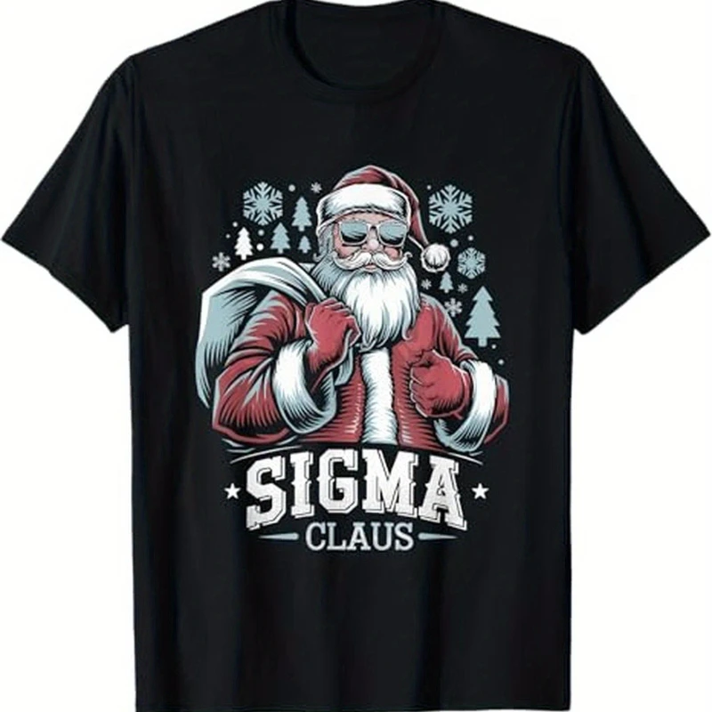 

Sigma Claus Cool Santa Funny Christmas Rizz Rizzler Meme Theme T - Shirt Pure Cotton for Daily Wear S - 5XL Black