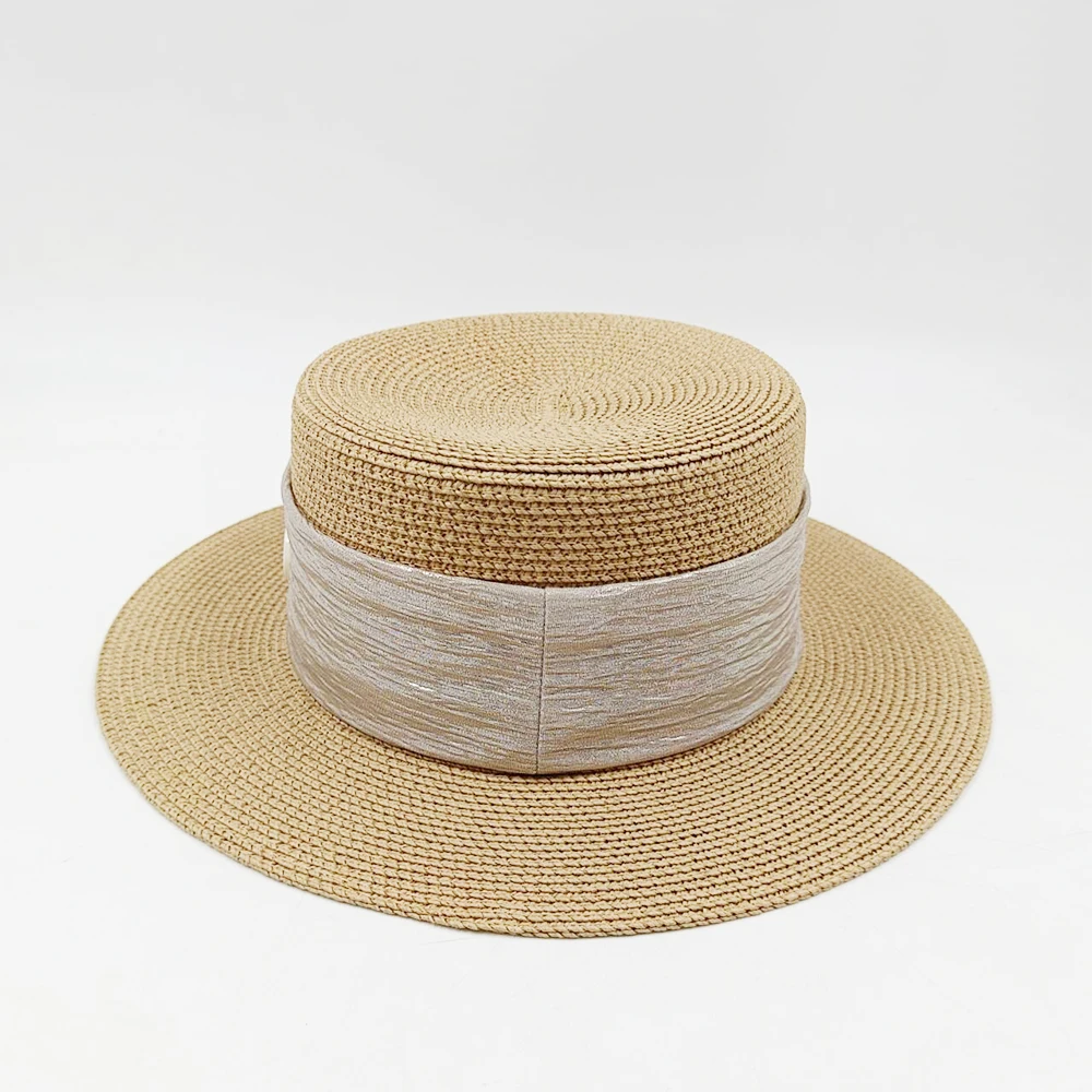 Summer flat straw hat French British style sun hat outdoor beach sun hat anti-ultraviolet ladies adjustable hat 여름모자