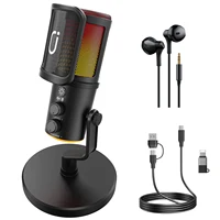 Micrófono dinámico USB/XLR para grabación de Podcast, micrófono de Streaming para juegos de ordenador PC con luz RGB, botón de silencio, conector para auriculares