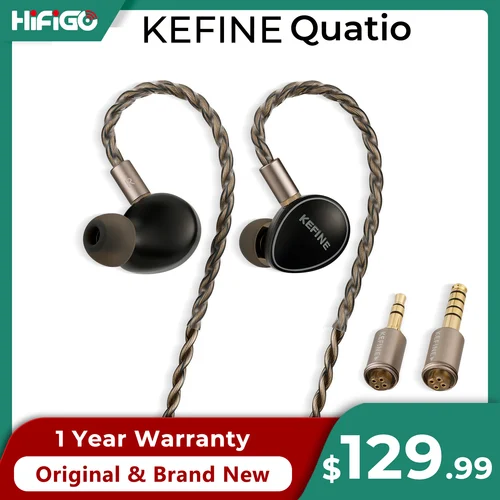 Auriculares intrauditivos con controladores híbridos KEFINE Quatio 2DD + 2BA con boquillas de afinación reemplazables Cable de 3,5 mm + 4,4 mm