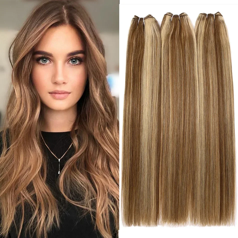Hoogtepunt Menselijk Haar Bundels Inslag 100% Remy Europees Menselijk Haar Weeft 100G/50G Haar Weven Vlechten Natuurlijk steil Haar - afbeelding 2