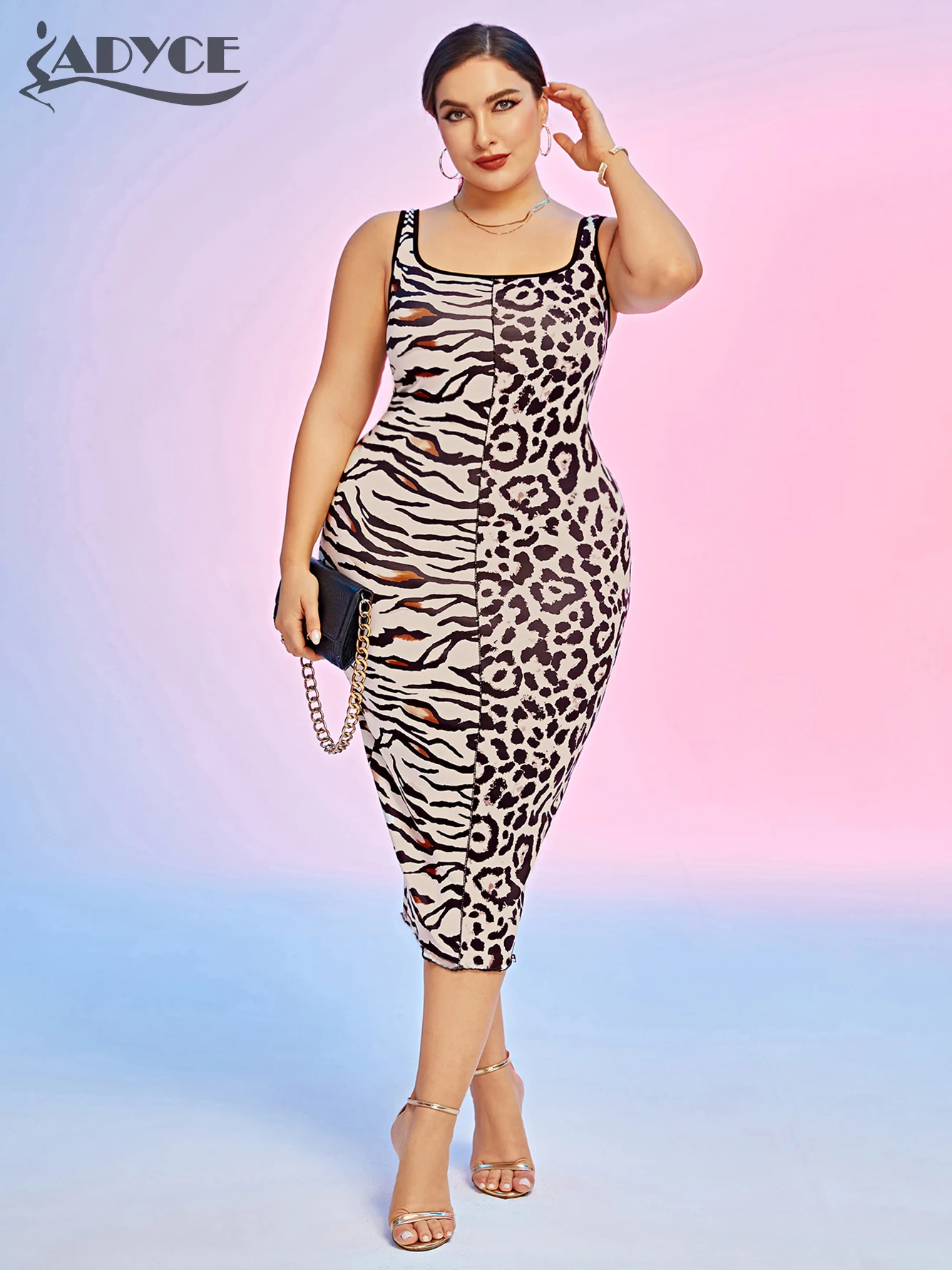 Adyce Leopard Print Sexy Plus Size Bodycon Dress Women New Summer Female Streetwear Sleeveless Cocktail Party Dresses Vestidos