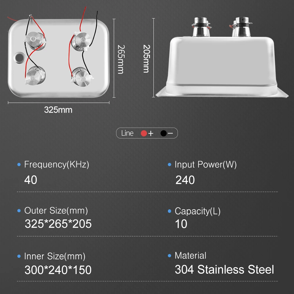 10L Ultrasonic Bath 2.6Gal SUS304 Cleaning Tank with 360W/240W Transducer Factory Fast Delivery DIY Parts