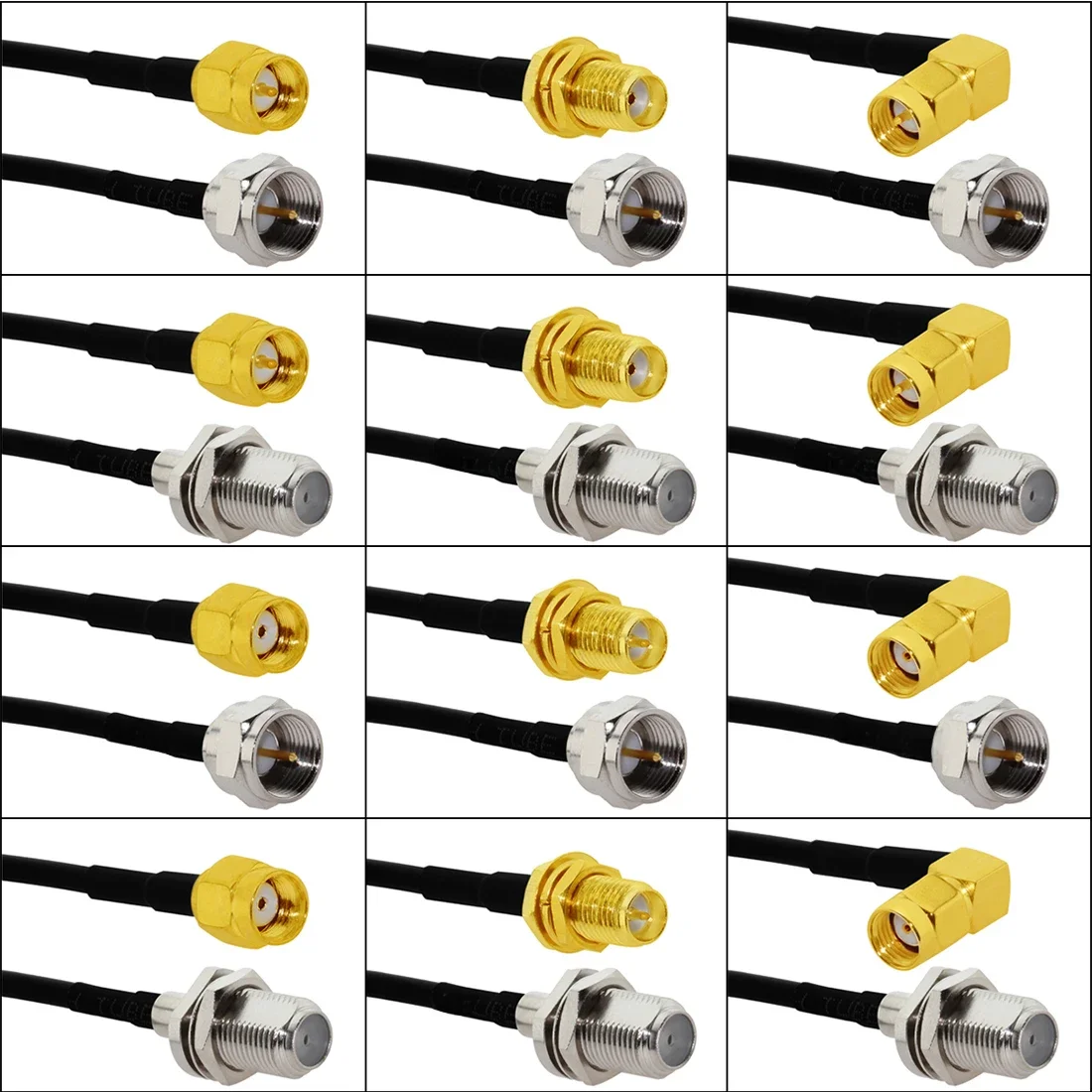 1szt SMA RF/RP męski/żeński do F wtyczki Jack Pigtail Cable RG174 20cm/30cm/50cm NOWOŚĆ Adapter koncentryczny SMA do F RF — zdjęcie 2