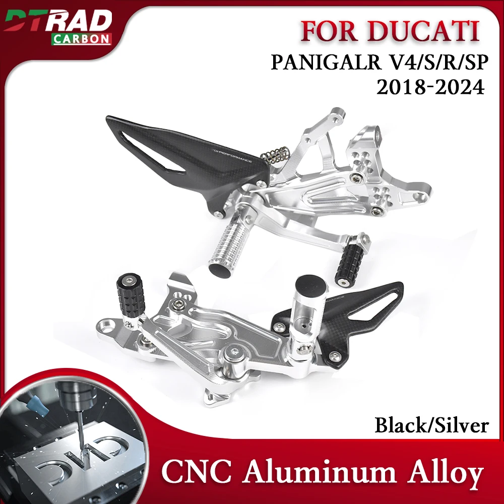 

CNC Aluminum Alloy Adjustable Rearsets Kit Footrest Carbon Heel Guard For Ducati Panigale V4 V4S/R/SP 2018-2024 Motorcycle Parts