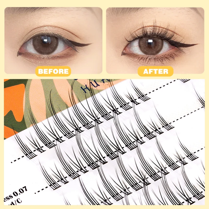 EASITENSION 130pcs Little Devil Eyelashes COS Comic Eye Lashes Single-Cluster Segmented Type Grafting Eyelash Extension