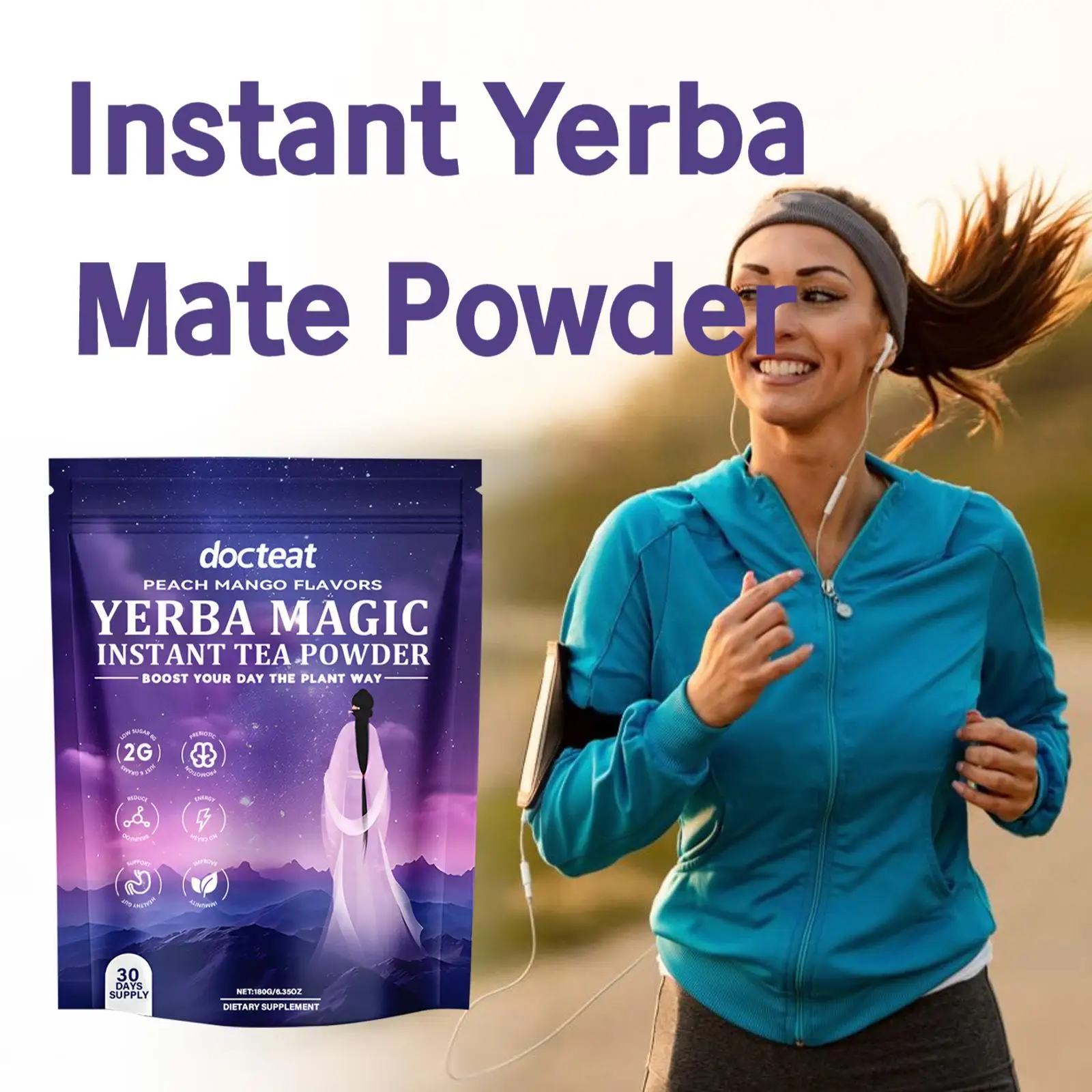 

Docteat 180 г порошок быстрого приготовления Yerba Mate Brain Digestive Gut поддержка здоровья энергетическая фокусировка пищевая добавка порошок Yerba Mate