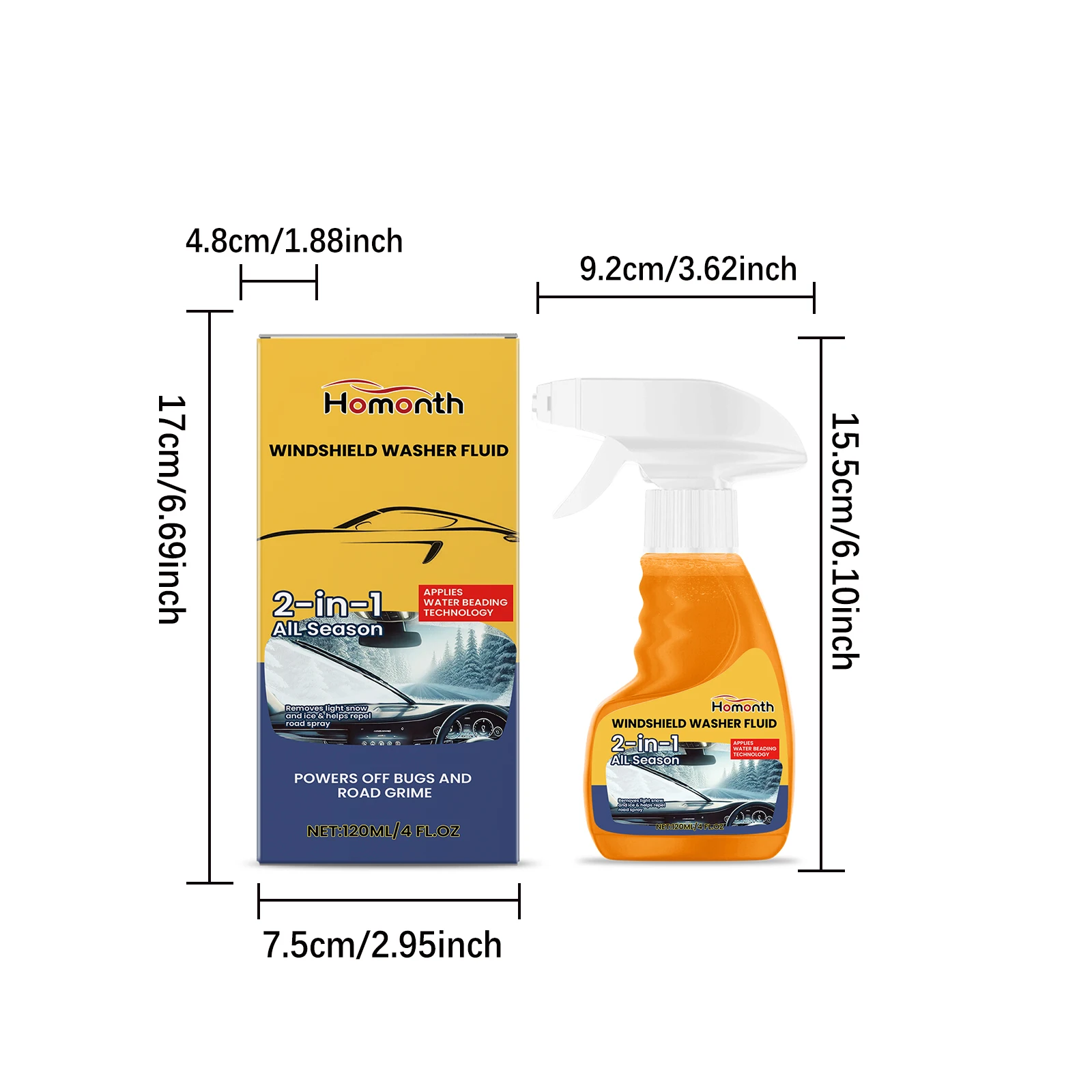 Homonth منظف الزجاج الأمامي رذاذ يزيل البقع رؤية واضحة تحسين سلامة القيادة غير نافذ للمطر دائم لمعان منظف نوافذ السيارة