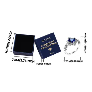 Hoexe 1件裝紫水晶戒指,不鏽鋼材質,天然水晶石,日常派對飾品,長方形,象徵愛與忠誠。 8 最佳銷售 天然寶石戒指 - №5