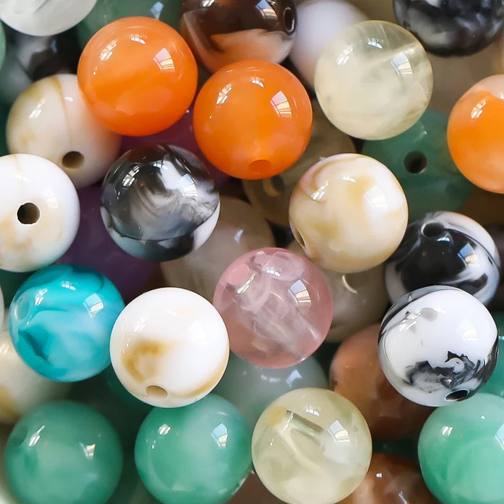 Perles de Mars en marbre acrylique, perles d'espacement rondes adt pour bracelet et collier, bijoux de bricolage, accessoires de direction, vente en gros, 20 pièces, 8mm, 10mm