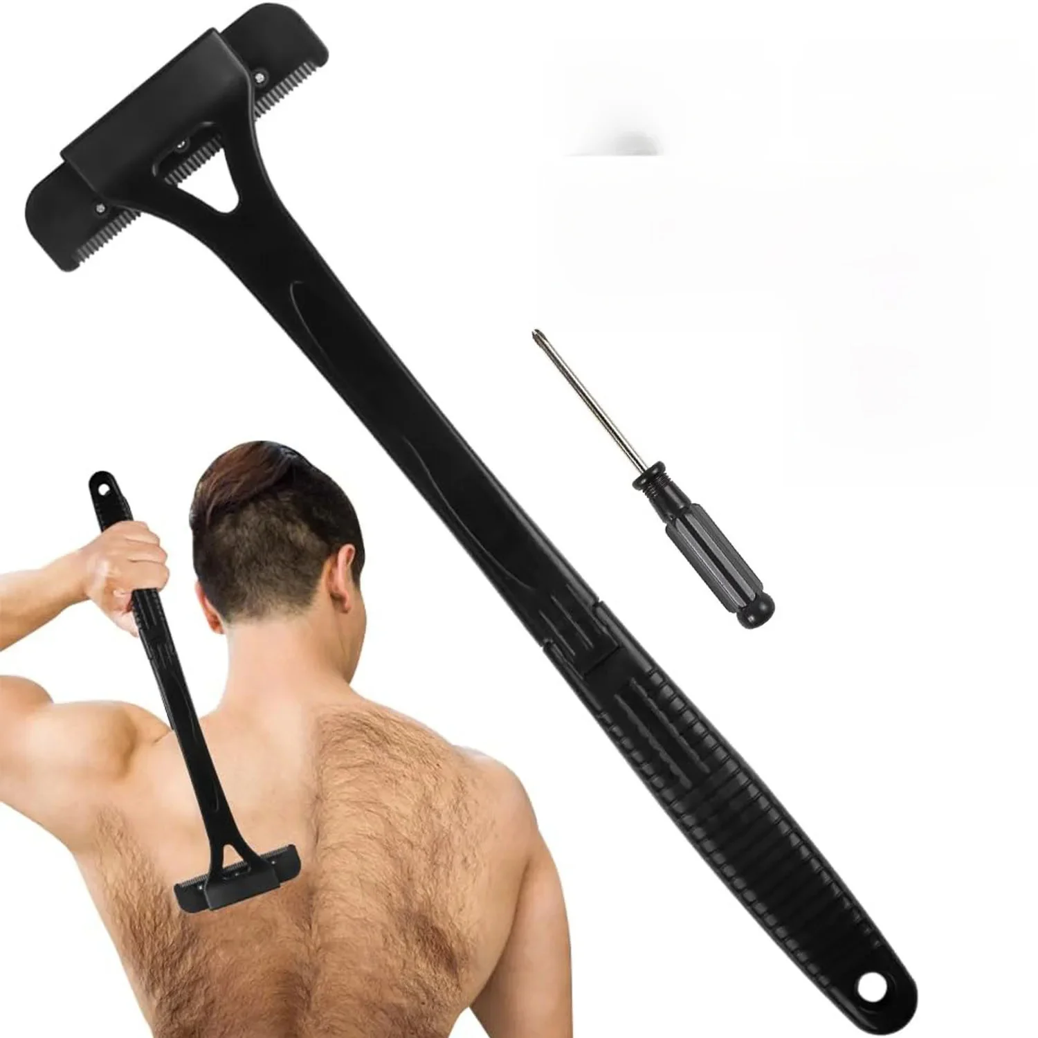 Nieuwe Mannen Terug Scheerapparaat Haar Body Scheerapparaat Veiligheid Lange Steel Opvouwbare Trimmer Body Been Lange Steel Verwijderen Scheren Scheermes Tool - afbeelding 2