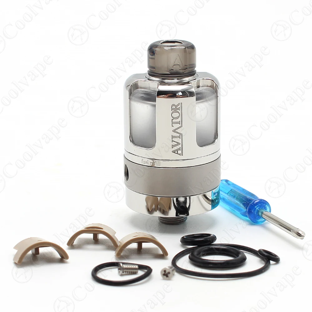 

Vape Atomizer SXK Aviator Style RTA Rebuildable Tank 316SS PCTG MTL / DL Vaping 3.5ml 4 PCS Air Intake 22mm rta