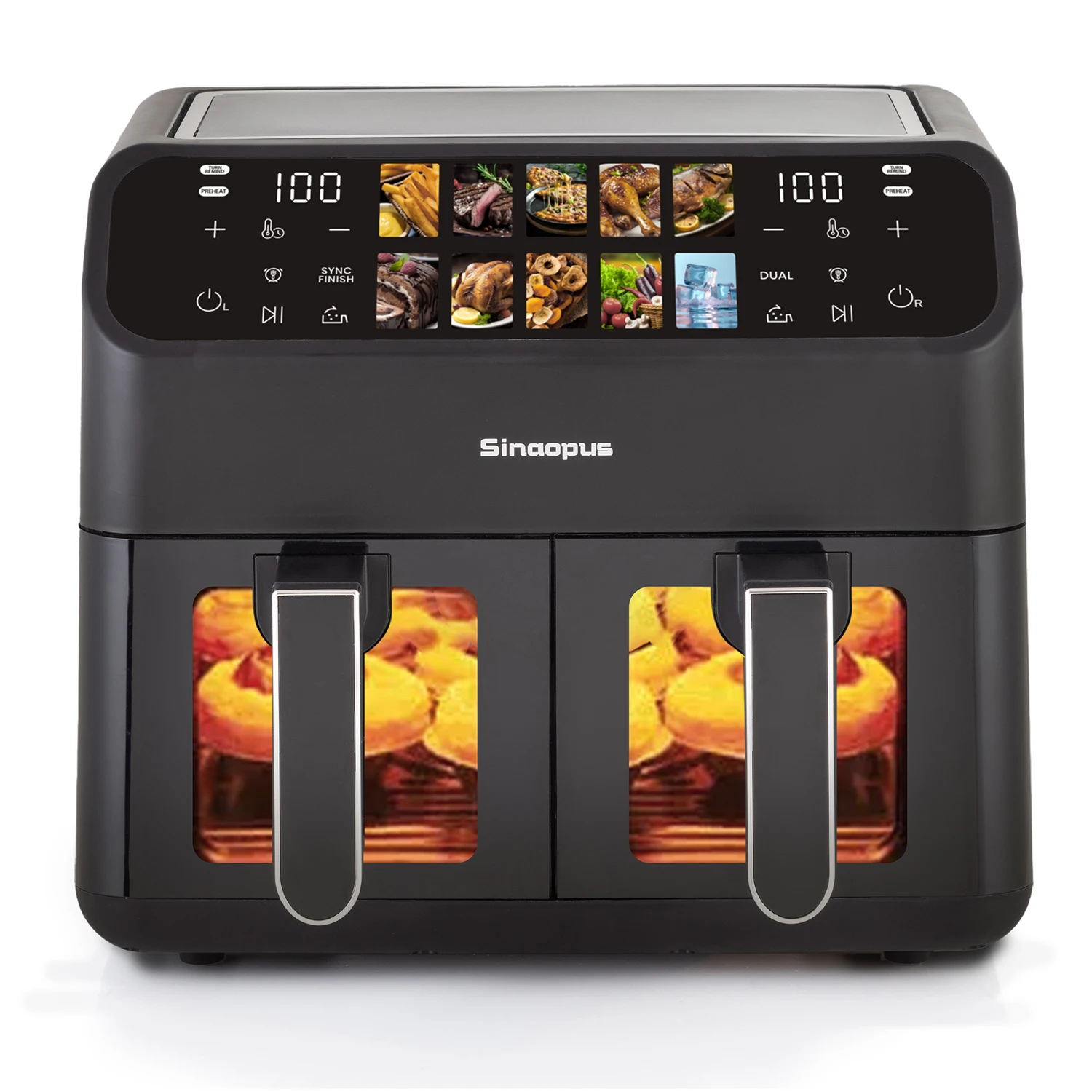 Sinaopus 2000W XXL 9L heteluchtfriteuse met dubbele mand Multifunctionele luchtfriteuse met LED-touchscreen Timer Automatische kookprogramma's - afbeelding 2