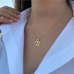 Colar de Pingente LGBT Lésbicas de Aço Inoxidável para Mulheres, Símbolo Venus Charme, Ouro e Prata, Jóias de Casamento, Pingente Feminino 10 principais vendas lgbt pingentes - №3