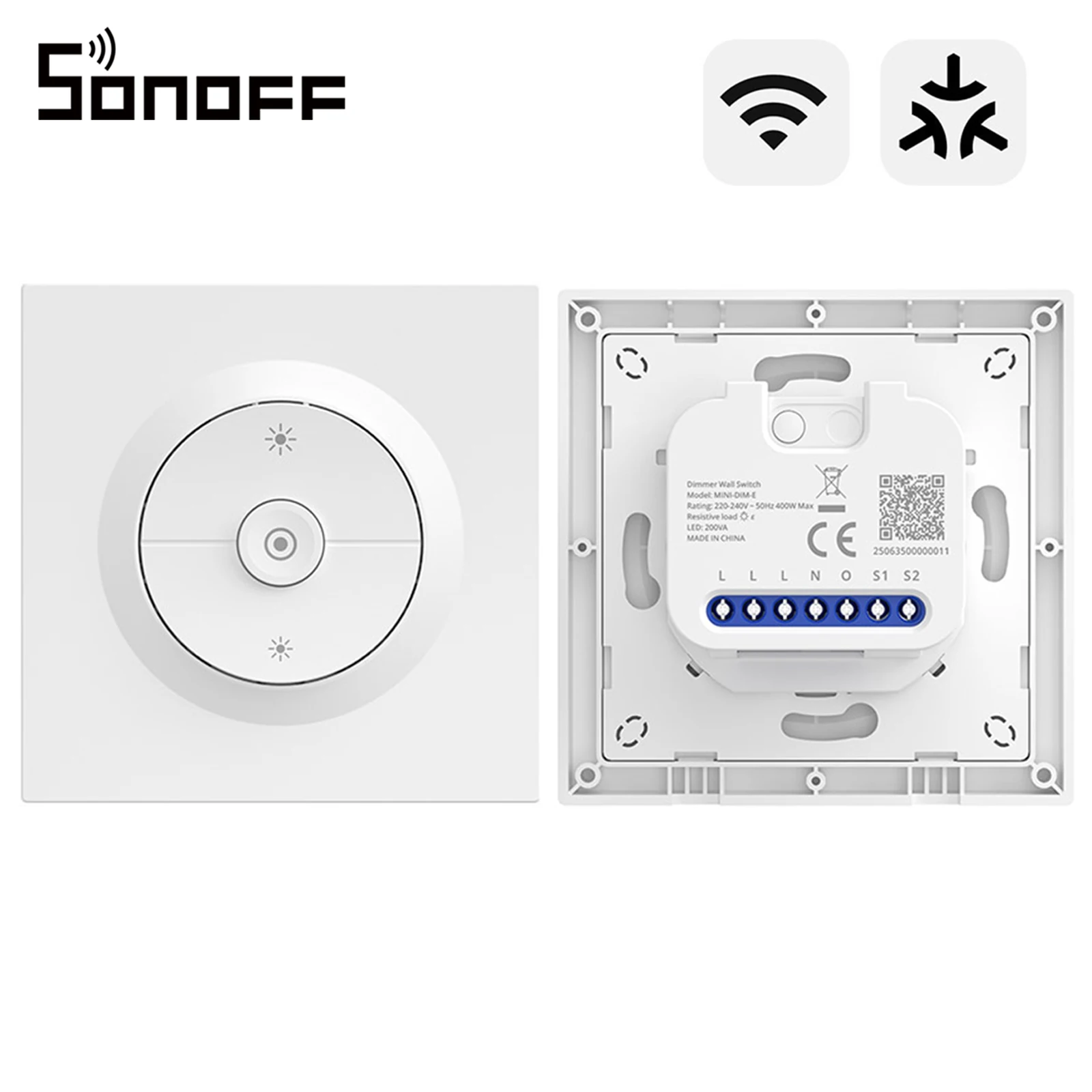 SONOFF Orb-DIM Intelligenter Dimmerschalter mit Matter über WLAN MINI-DIM-E, sanfte Dimmung ohne Flimmern, Energieüberwachung, Sprachsteuerung mit Alexa und Google Home