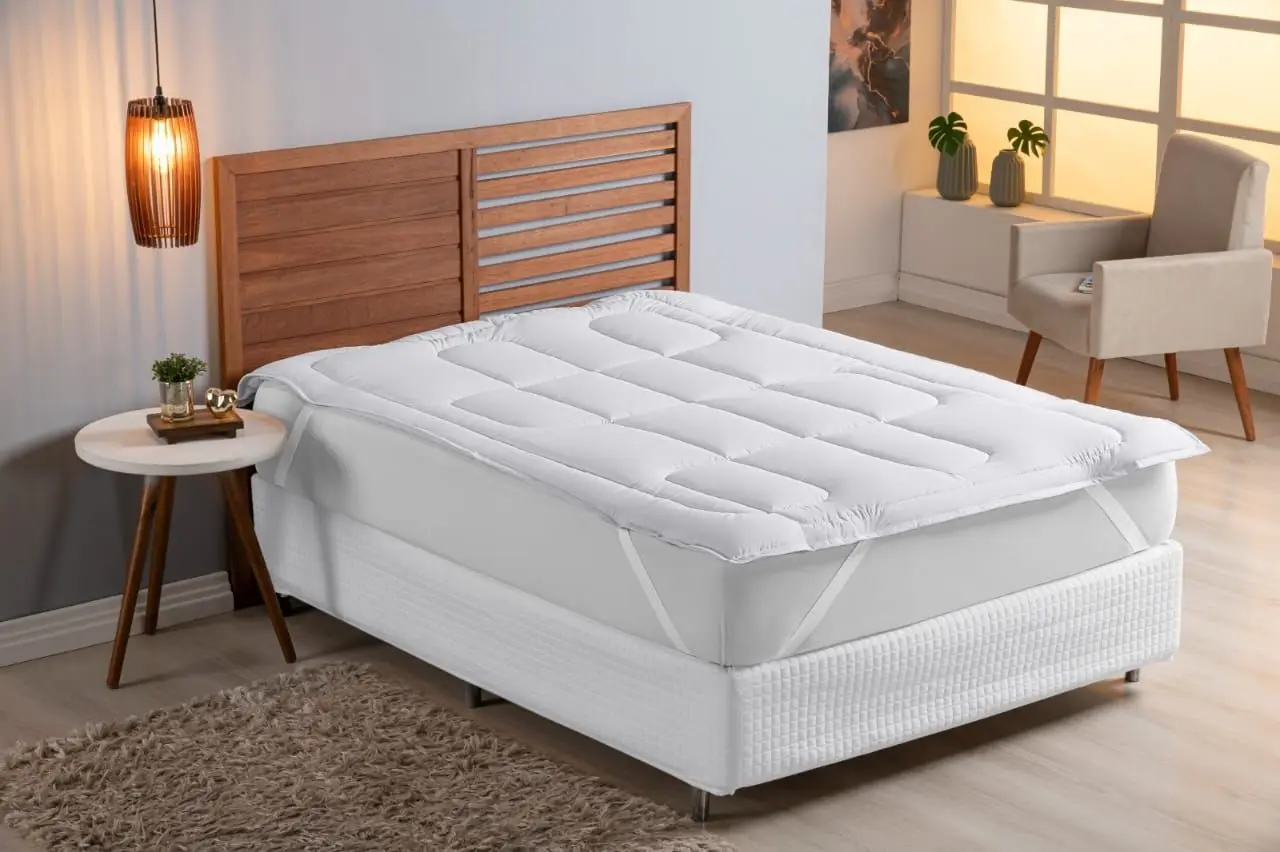 Pillow Top Casal Queen Macio de Manta Siliconada Antialérgico 200 Fios - BRANCO