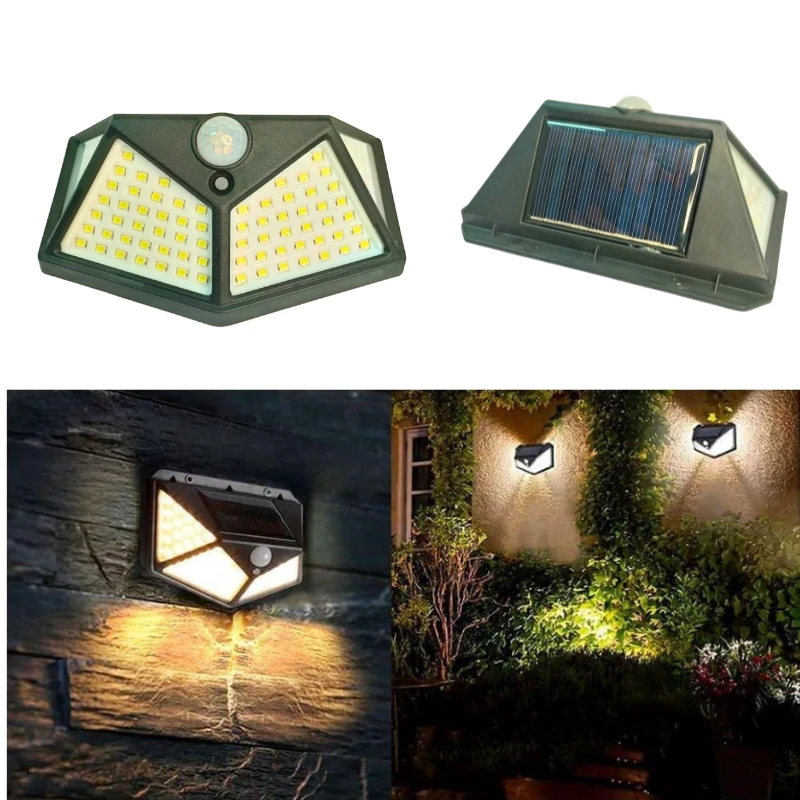 Luminária de Parede Balizador Solar de Parede,  100 Led Sensor proteção contra água