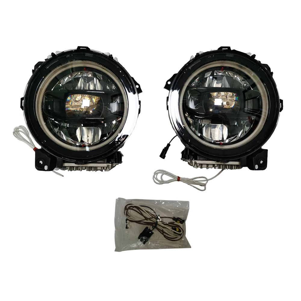 SXMA JL1117 Head Lamp Round Bright LED Headlight Turn Signal 2pcs Plug and Play for Jeep for Wrangler 2018+