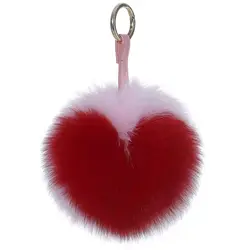 Luxury Fox Fur letter PomPom Heart Fluffy Keychain Keyring For Handbag Charm Handmade Porte Clef Gift Decoration