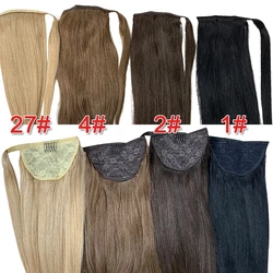 Ponytail Human Hair Remy Straight European Ponytail Hairstyles 60g 100% Natural Hair Clip in Extensions Women Hairpiece