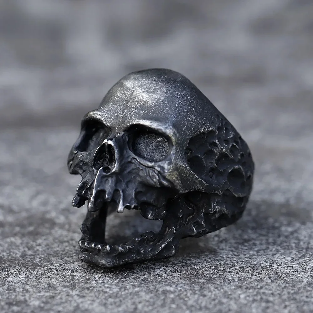 2022 NEUE Herrenringe aus 316L-Edelstahl, großer wilder Totenkopf-Vintage-Ring für Teenager, Gothic-Punk-Biker-Schmuck, Geschenk, kostenloser Versand