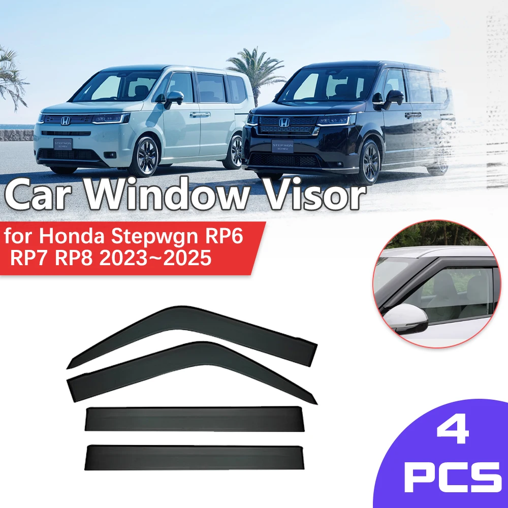 Car Window Visor for Honda Stepwgn RP6 RP7 RP8 2023~2025 Shelter Rain Sun Eyebrow Vent Awning Smoke Deflector Guard Accessories