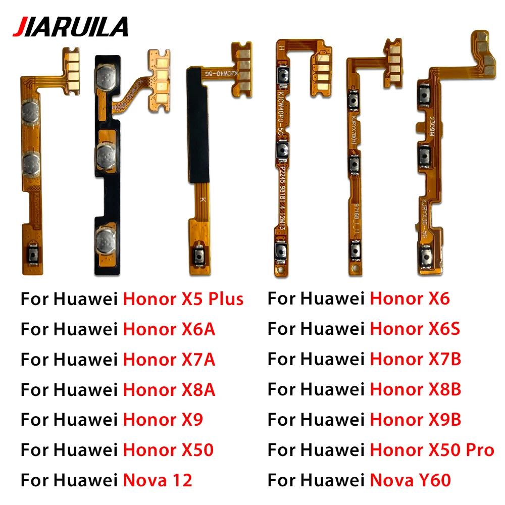 10 PCS Power Switch On/Off Button Volume Key Button Flex Cable For Huawei Honor X5 Plus X6A X7A X7B X8A X8B X9 X9B X50 Nova Y60