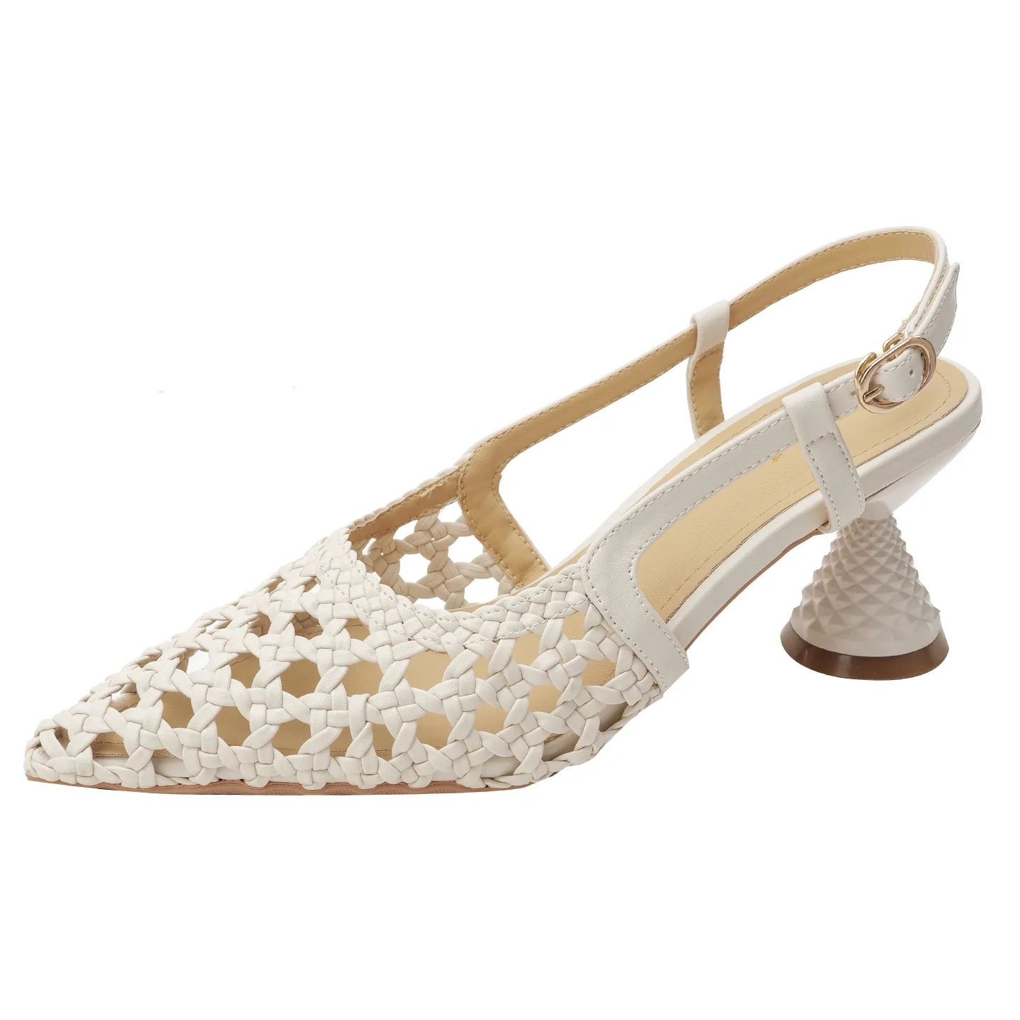 

Elegant Crochet Flats for Women Pointed Toe Woven Slingbacks with Unique Heel