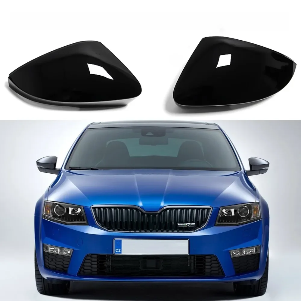 Błyszczące czarne osłony lusterek bocznych do Skody Octavia Mk3 A7 5E 2014 2015 2016 2017 2018 2019 Do VW T-ROC 2017-2019 — zdjęcie 2