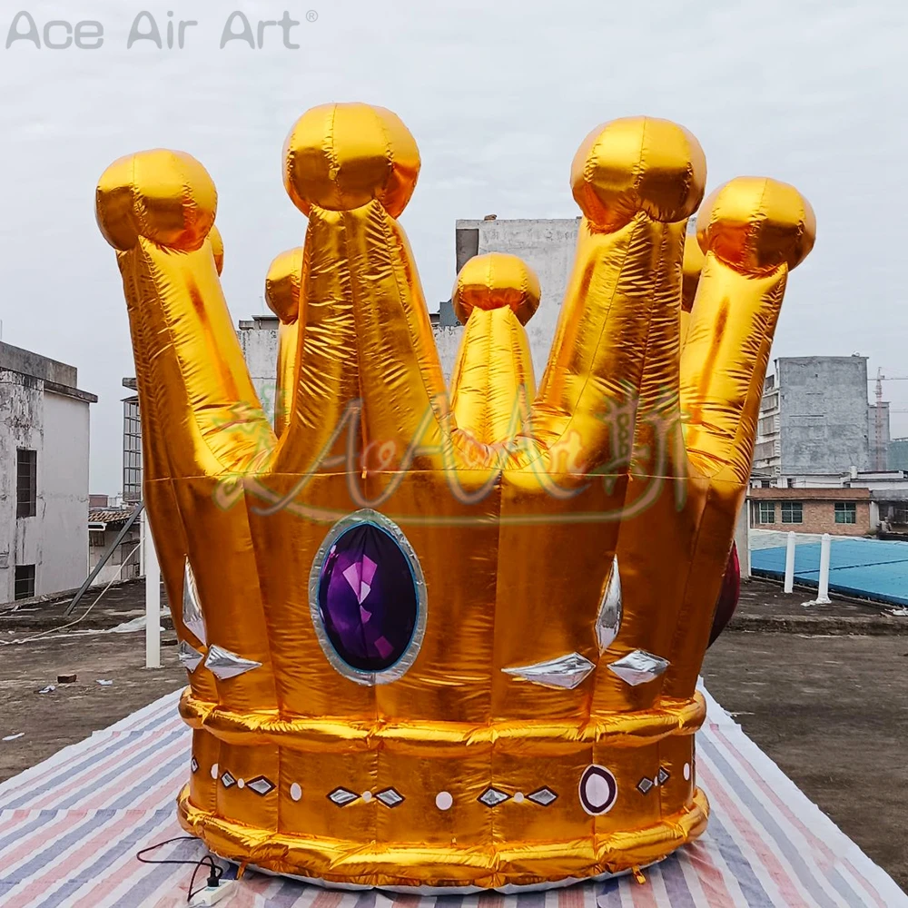 3m Diameter Inflatable Crown Model Golden Crowns for Party Decoration or Event