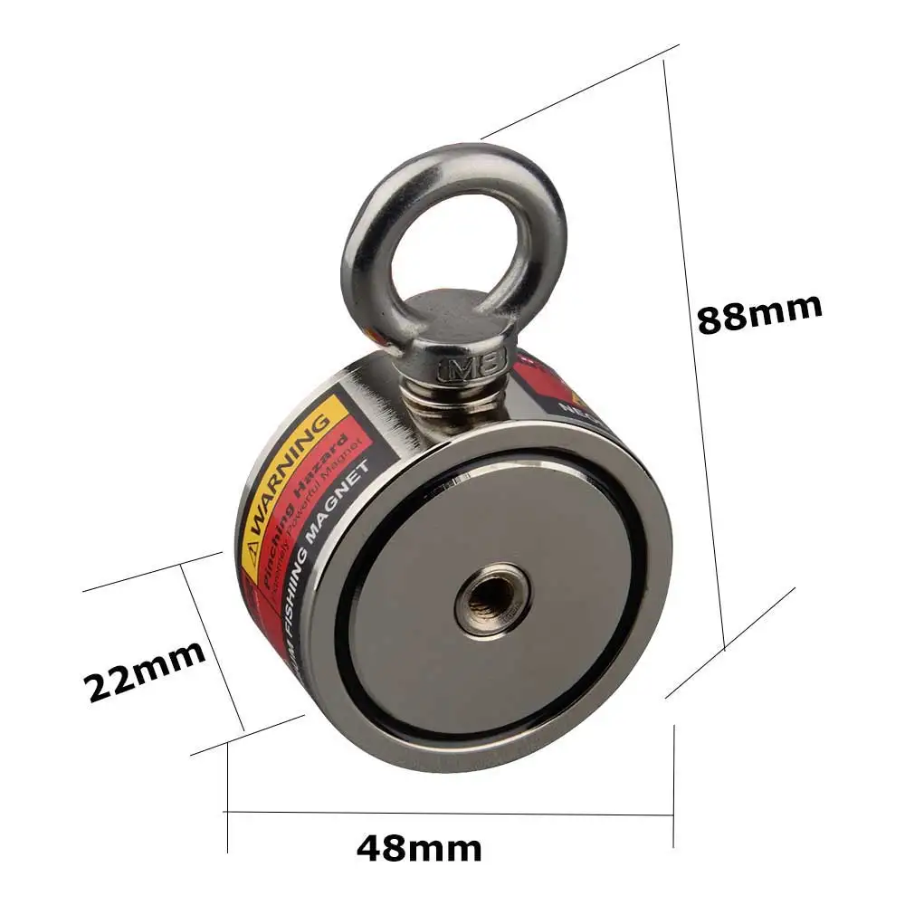 Two Sided Neodymium Magnet Set 120KG*2 Verticall pullforce Fishing Detecting Metal Outdoor Underwater Adventure